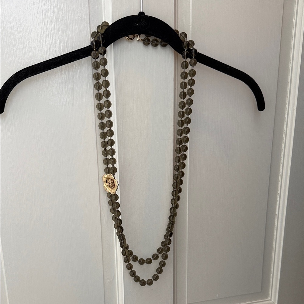 Gold Accent Smoky Bead Layered Necklace